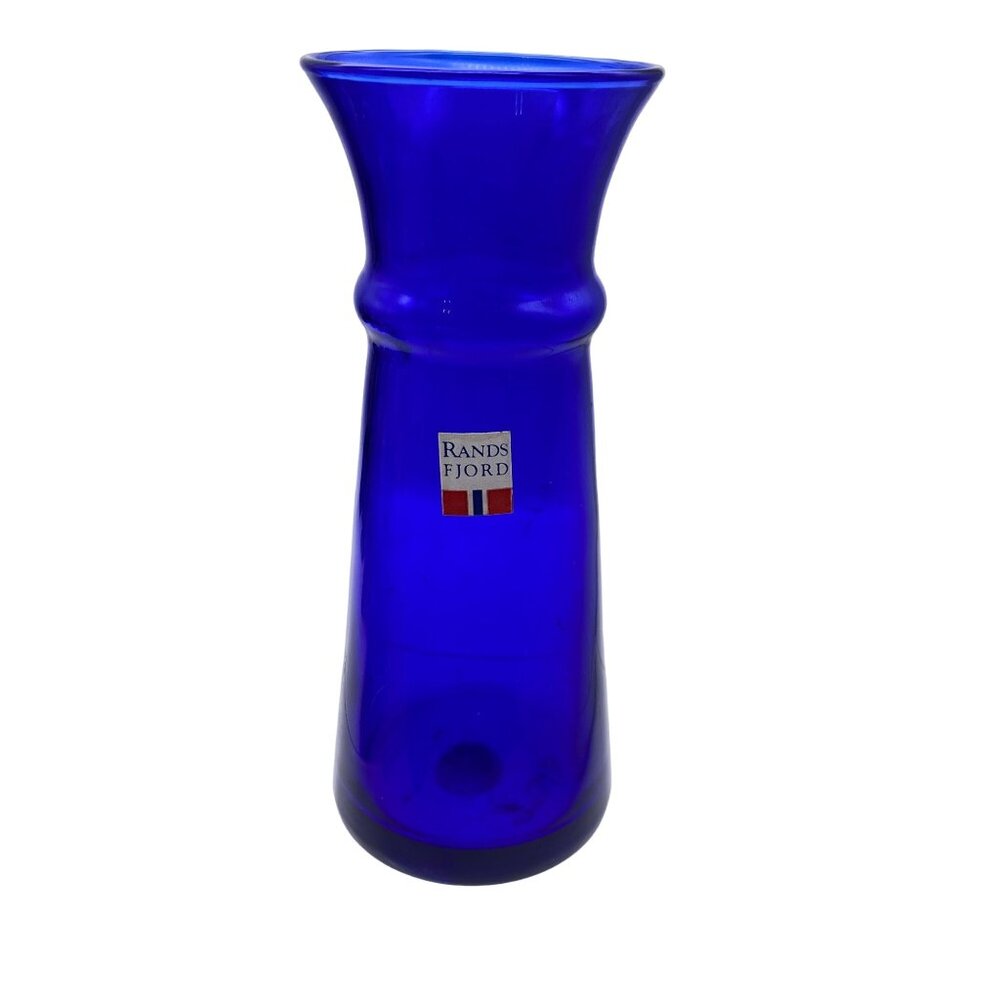 Vintage Randsfjord‎ cobalt blue flower bud vase Norway 5 7/8" Norwegian